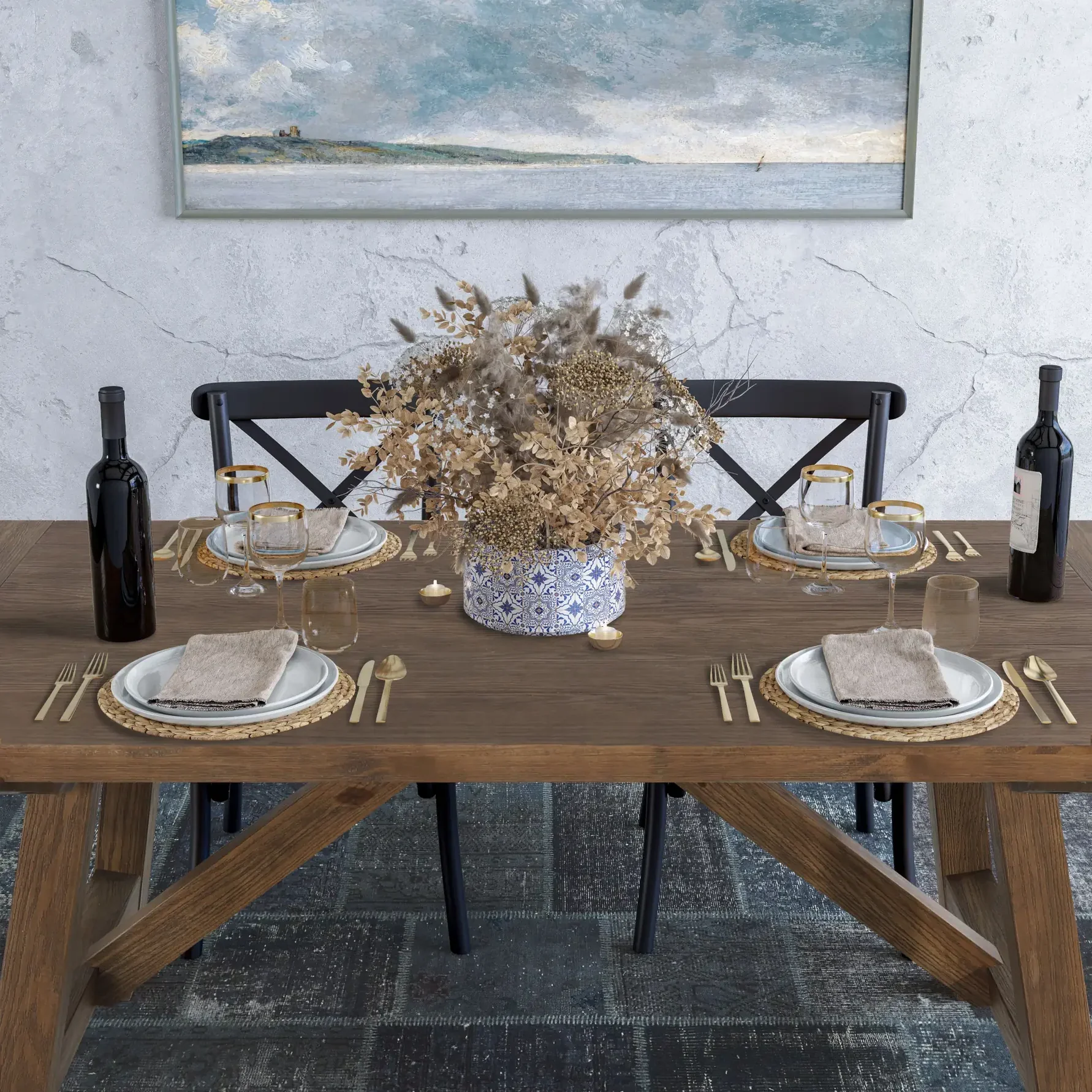 Cascais 72" Table & Bench Dining Set (3-piece) - Image 24