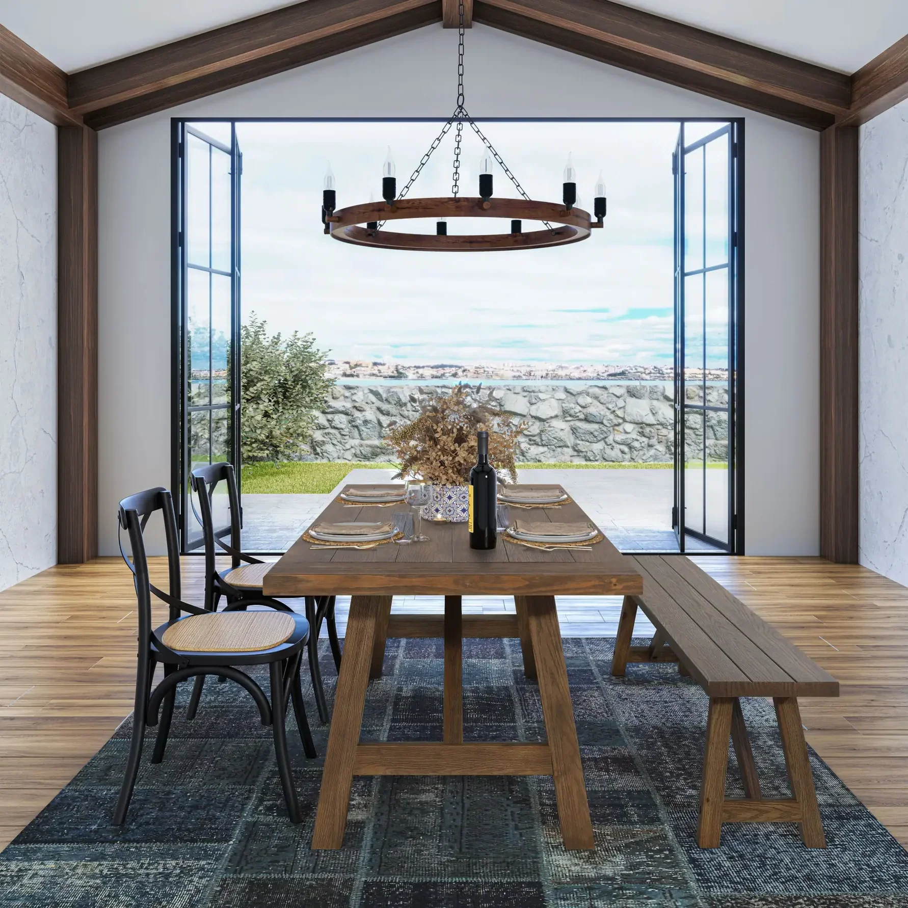 Cascais 72" Table & Bench Dining Set (3-piece) - Image 25