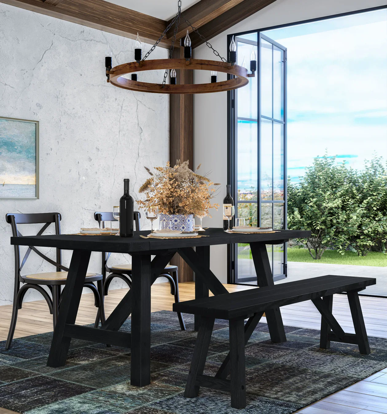 Cascais 72" Table & Bench Dining Set (3-piece) - Image 27