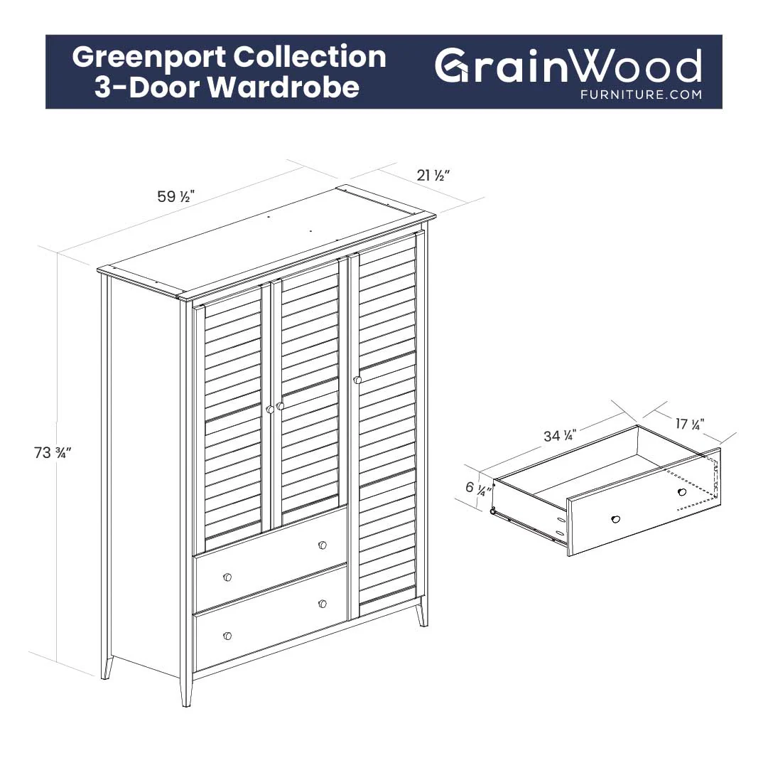 Greenport 3-Door Wardrobe - Image 22