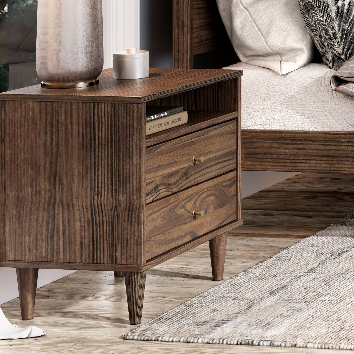 Mid Century Two-Drawer Nightstand - Image 3