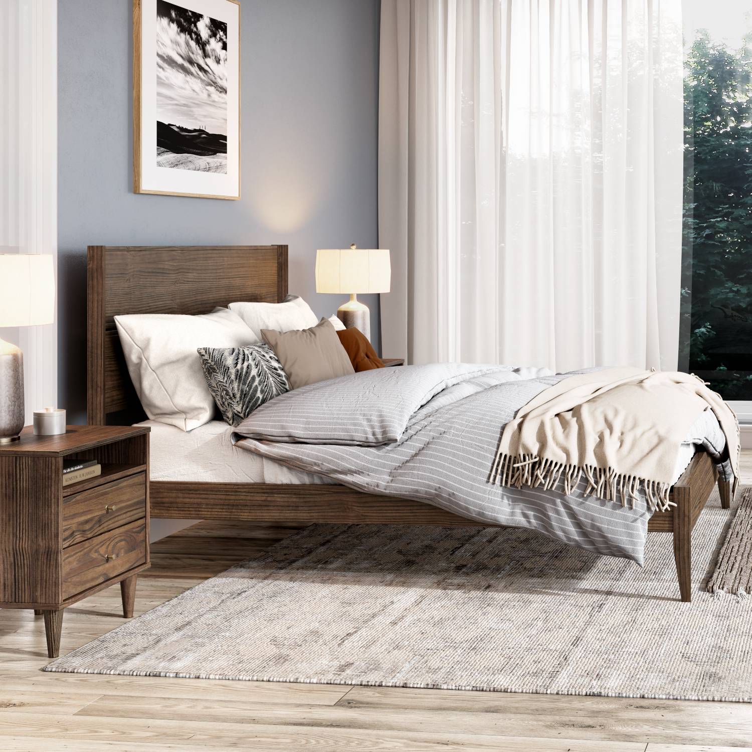 Mid Century Panel Bed - Image 3