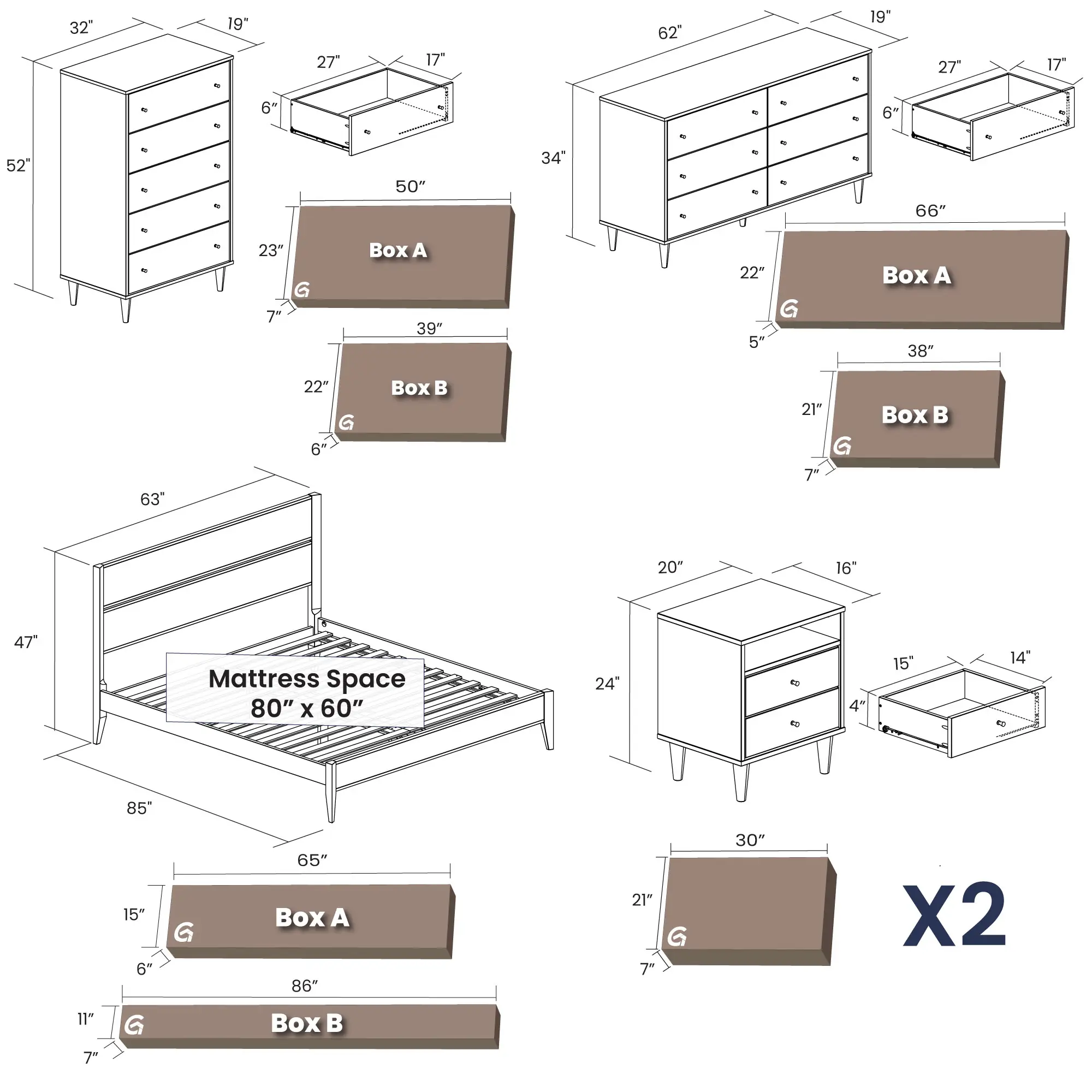 Mid Century Bedroom Set (5-Piece) - Image 9