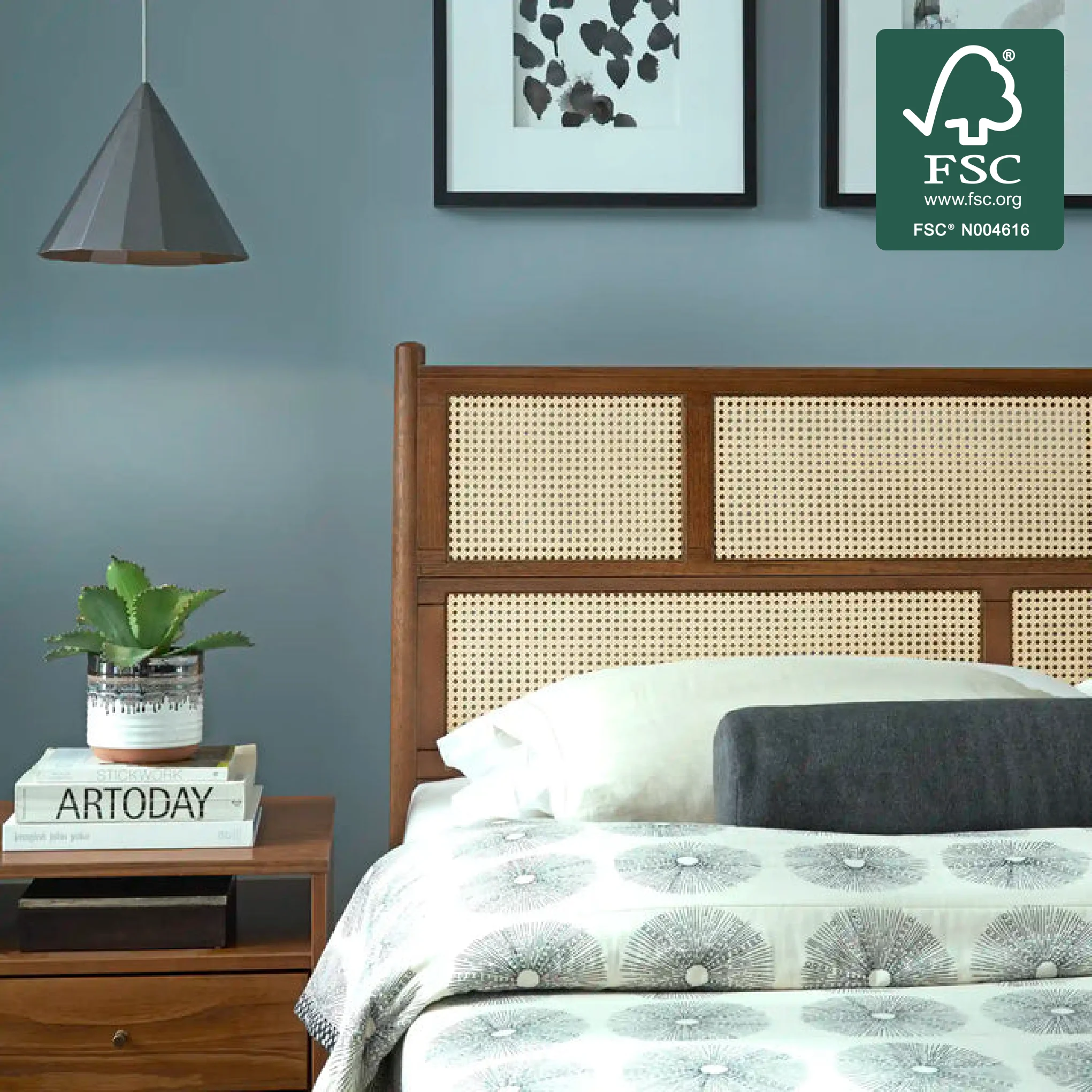 Mid Century Cane Bed - Image 11
