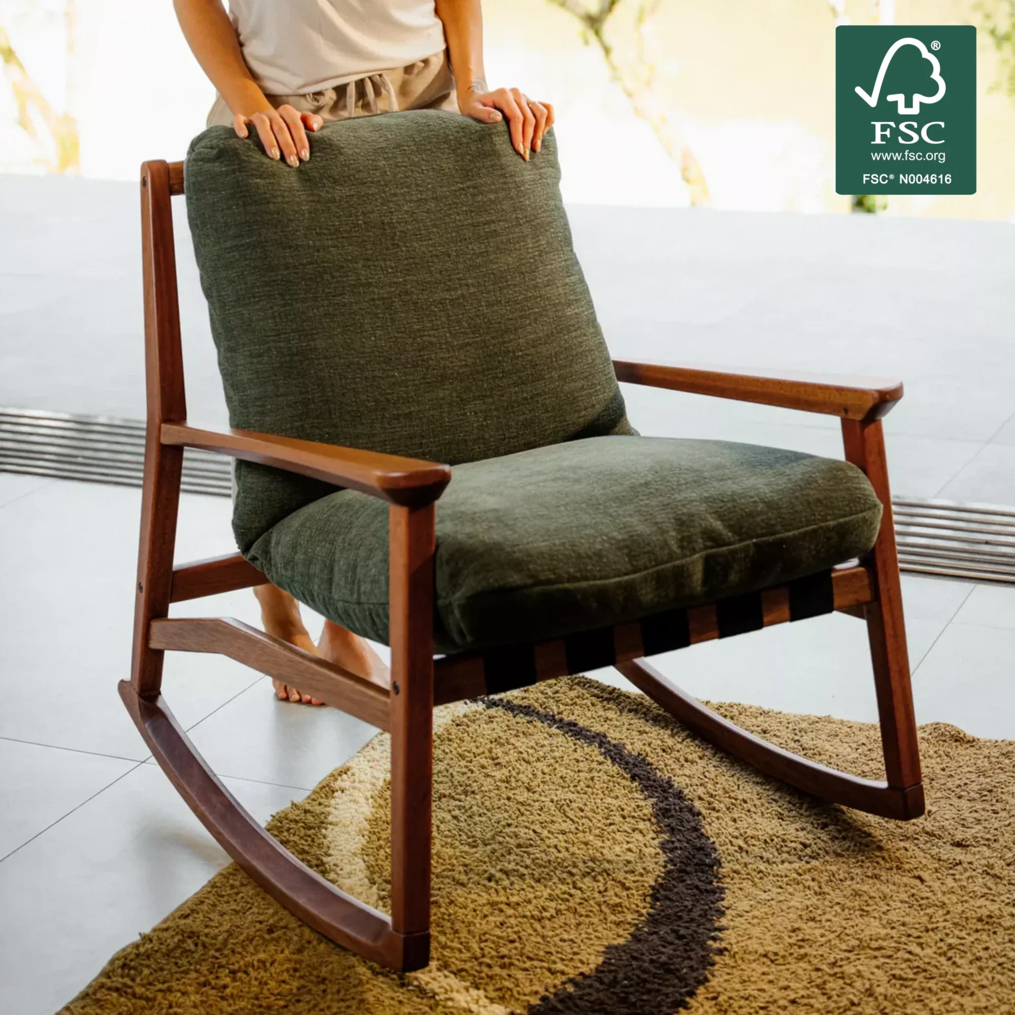 Mid Century Rocking Chair + Ottoman - Image 81