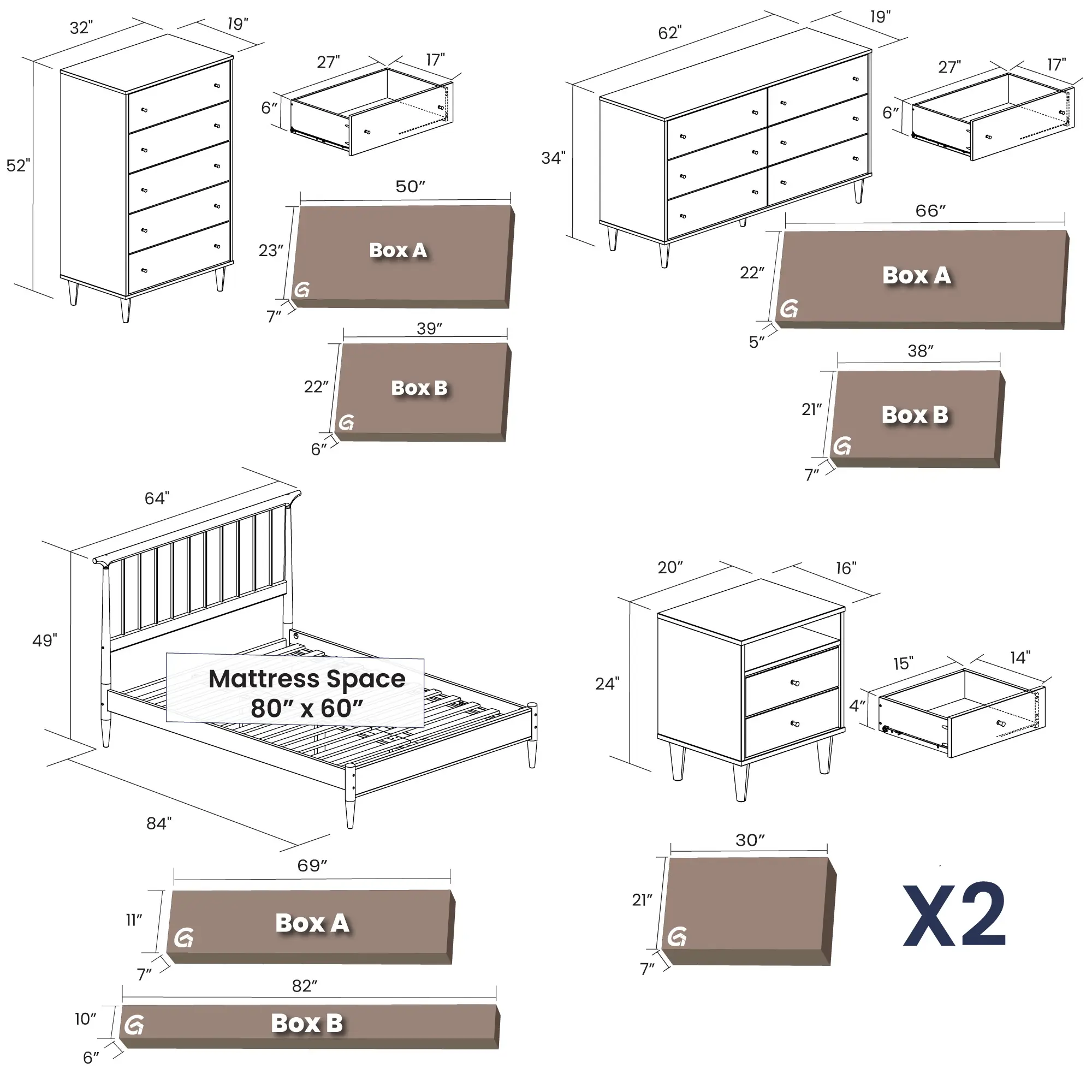 Mid Century Spindle Bedroom Set (5-Piece) - Image 14