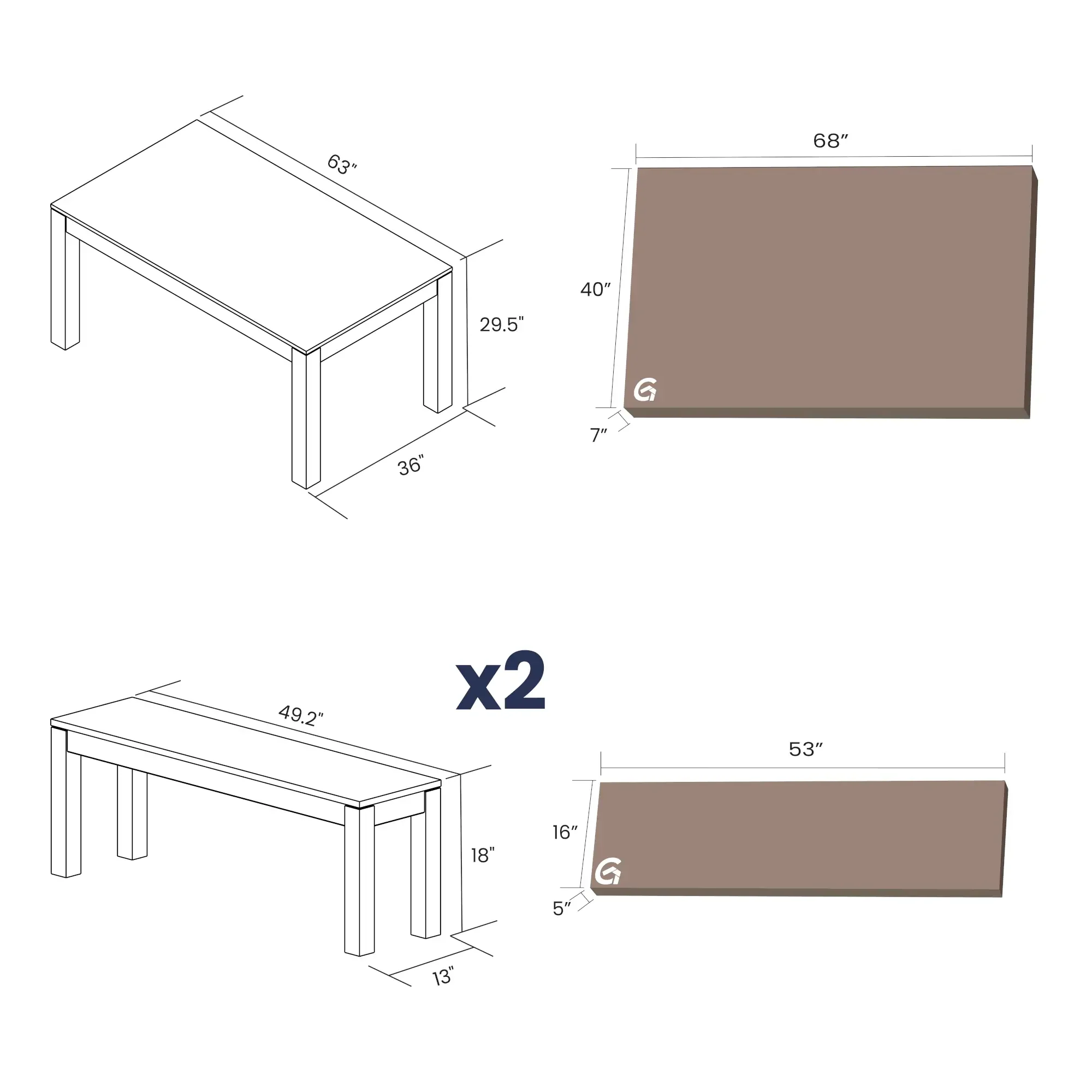 Montauk Solid Wood Dining Set (3-Piece) - Image 16