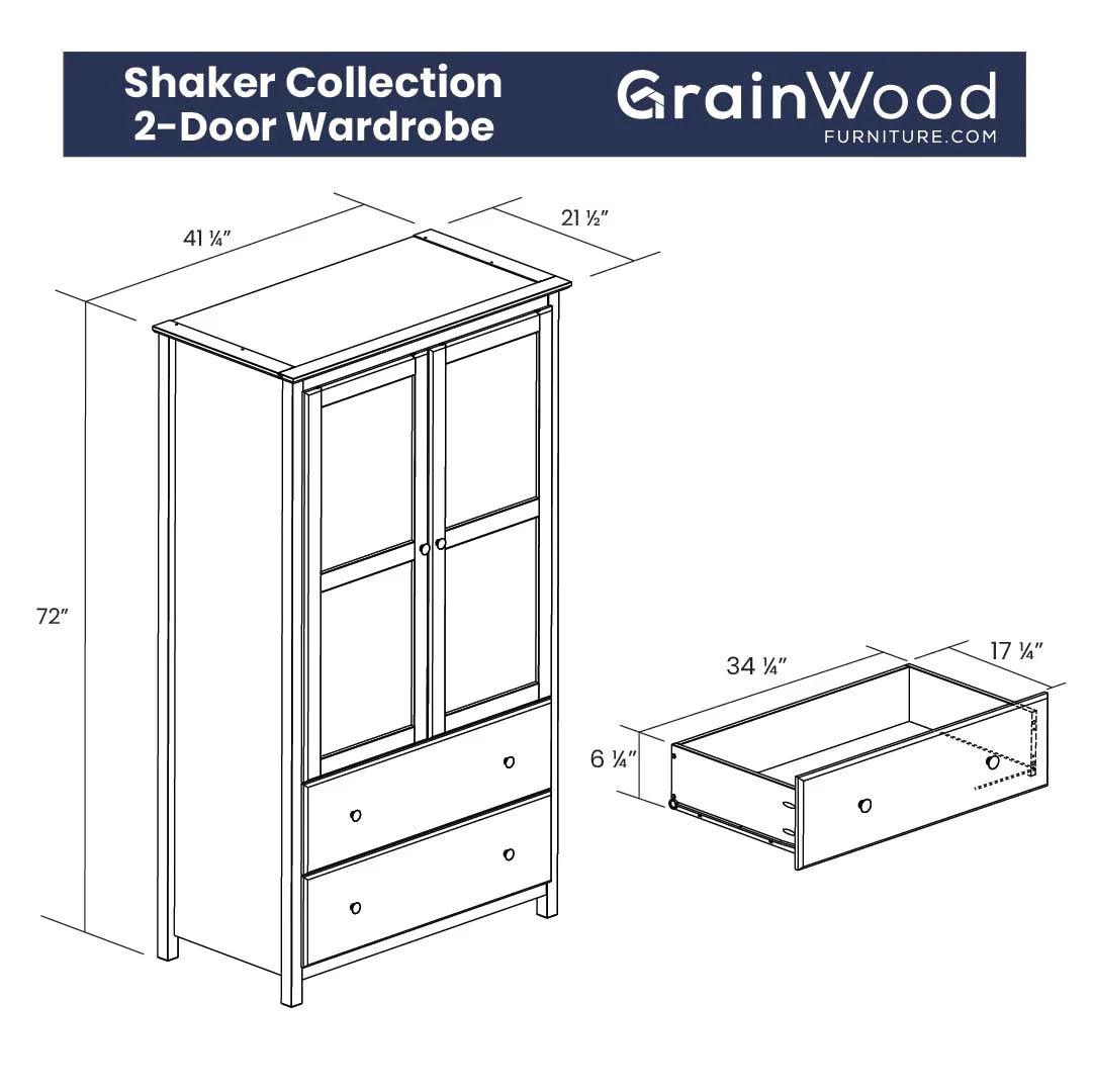 Shaker 2-Door Wardrobe - Image 18