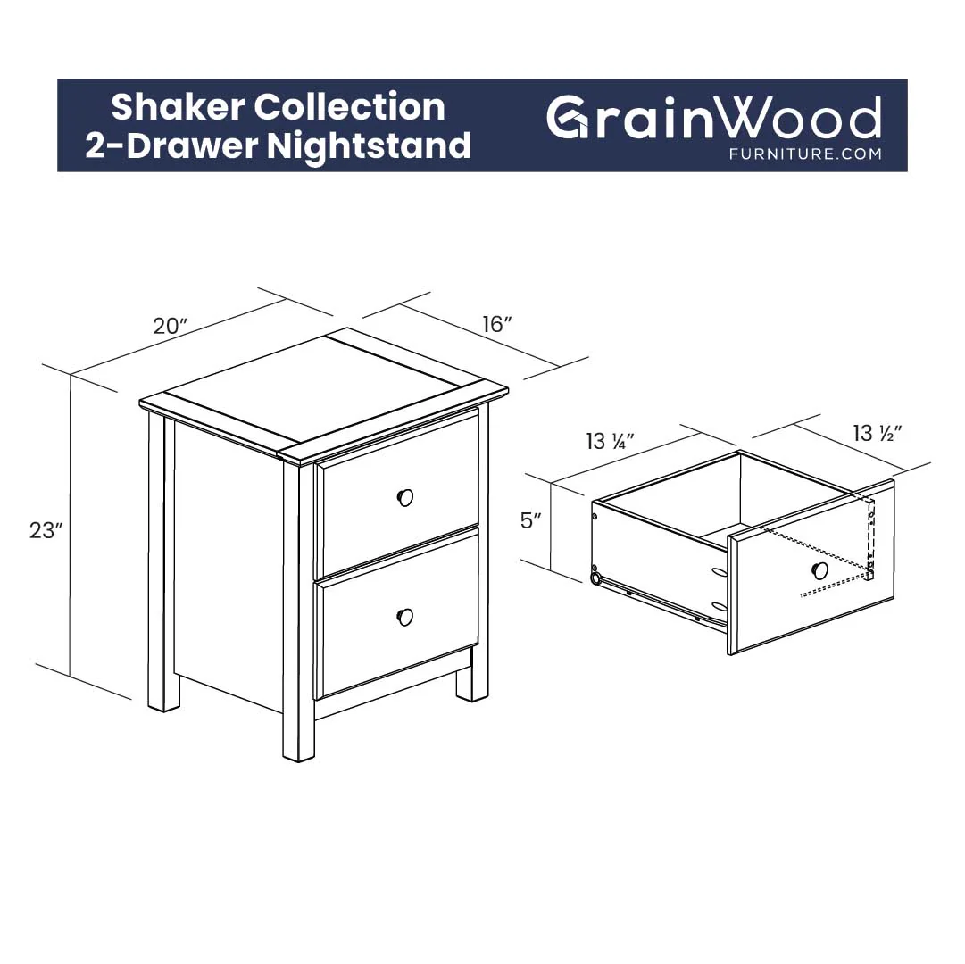 Shaker 2-Drawer Nightstand - Image 15
