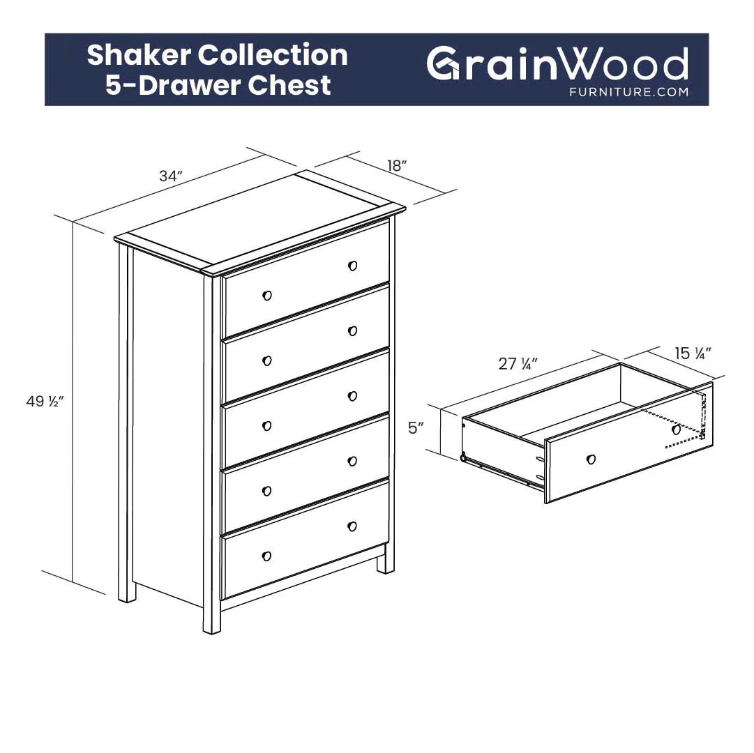 Shaker 5-Drawer Chest - Image 14