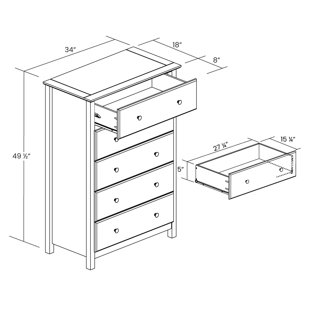 Shaker 5-Drawer Chest - Image 25