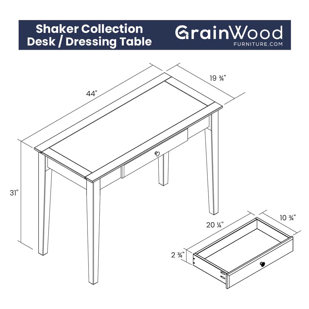 Shaker 44" Desk / Dressing table - Image 10