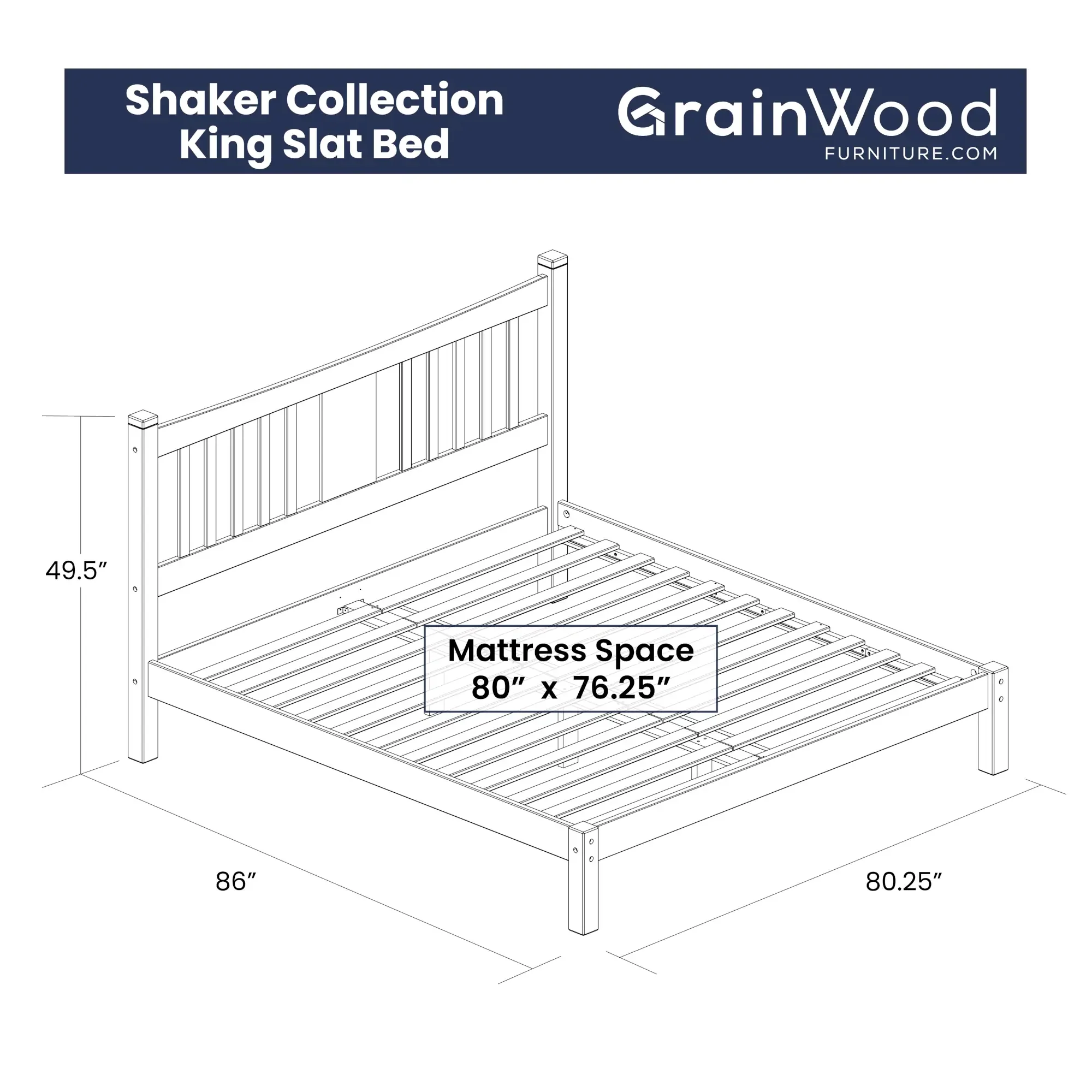 Shaker Slat Platform Bed - Image 16