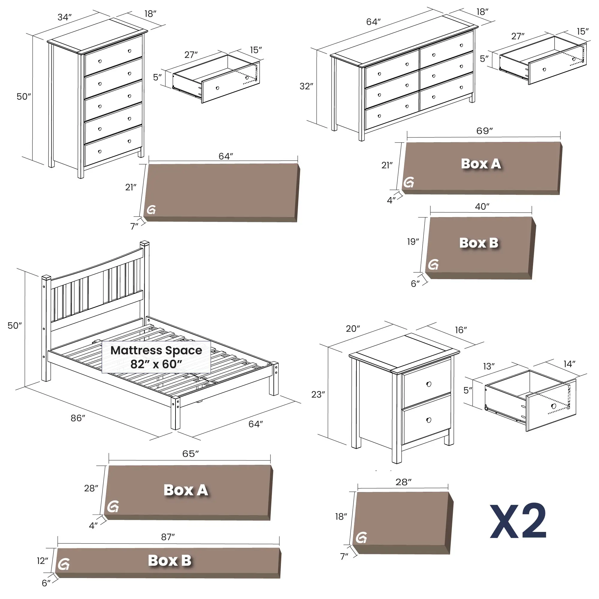 Shaker Slat Platform Bedroom Set (5-piece) - Image 4