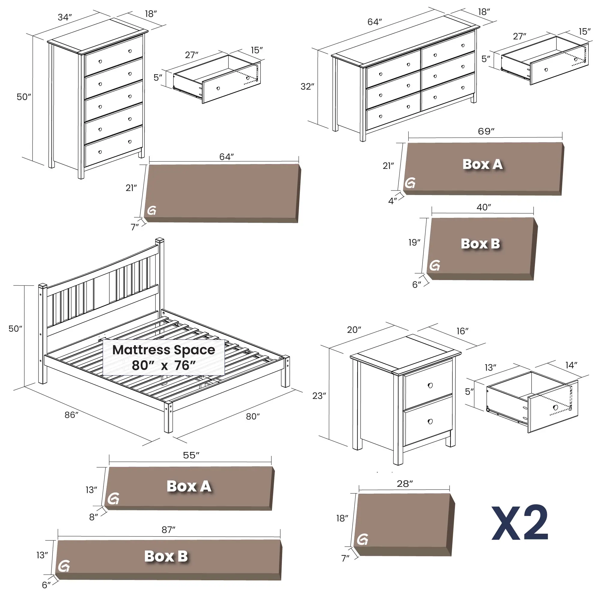Shaker Slat Platform Bedroom Set (5-piece) - Image 5