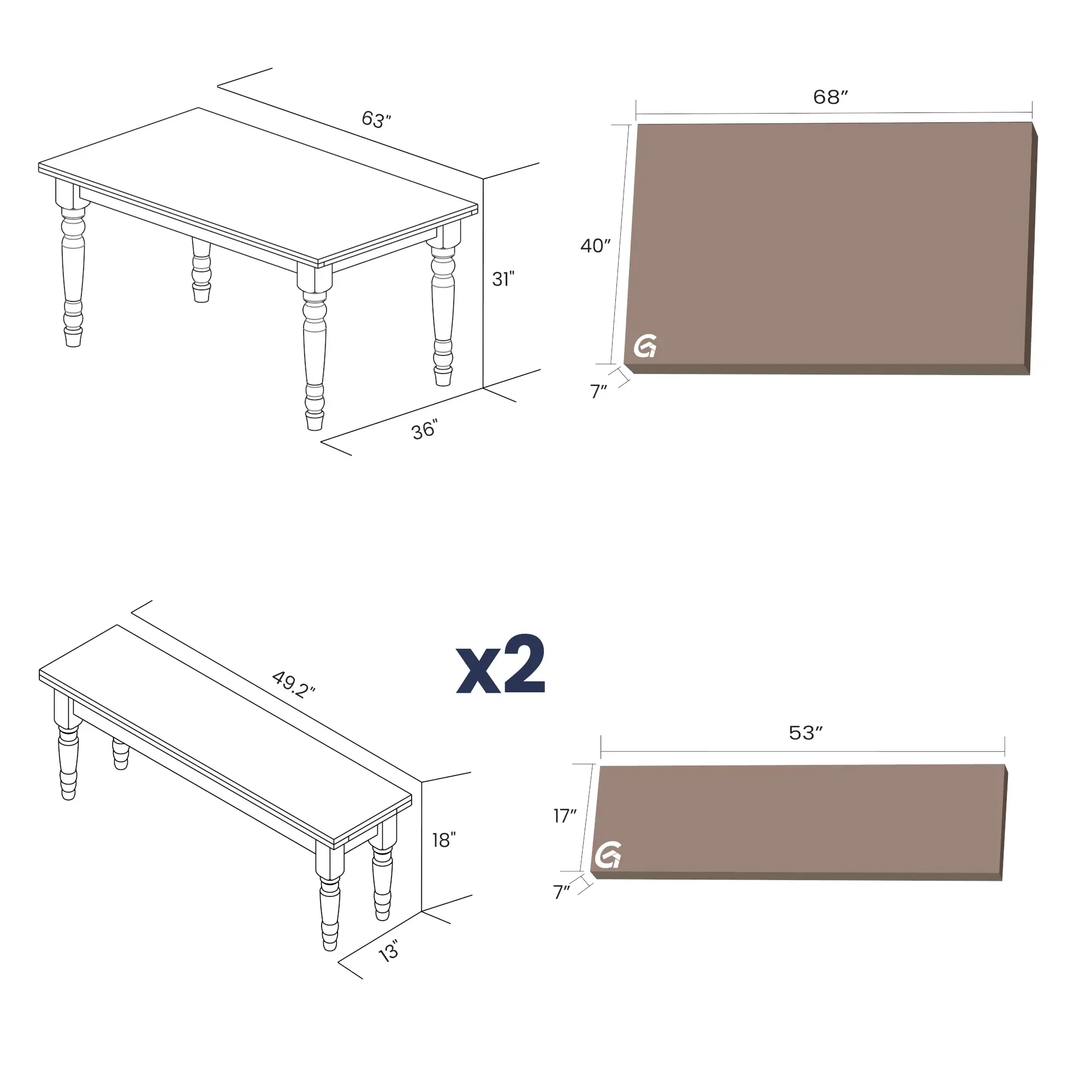 Valerie Table & Bench Dining Set (3-Piece) - Image 35